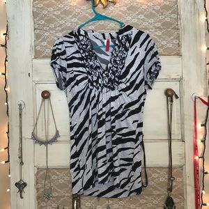 Beautiful zebra print top with ruffle detail
